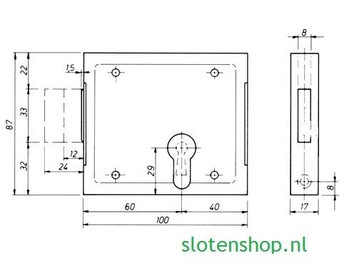 tekening poortslot voor proiielcilinder 2004