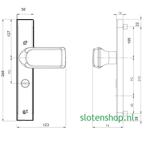 buitenschild bewegbare greep 250x50