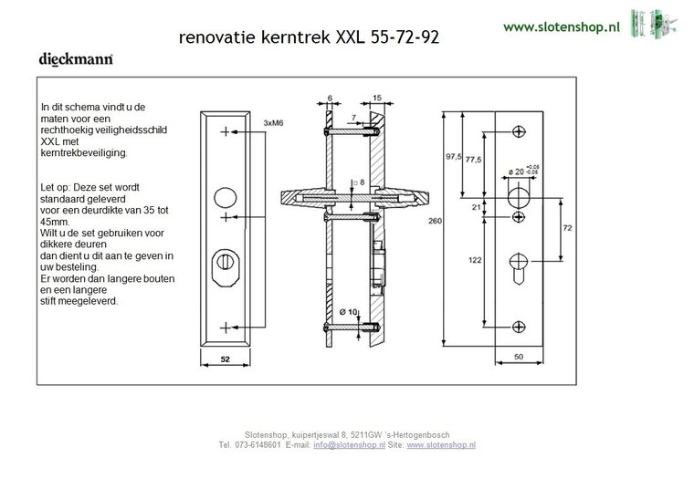 afmetingen renovatie XXL kerntekbeveiliging garnituur