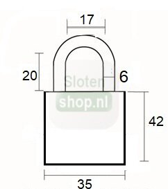 Squire weerbestendig code hangslot tekening CP40