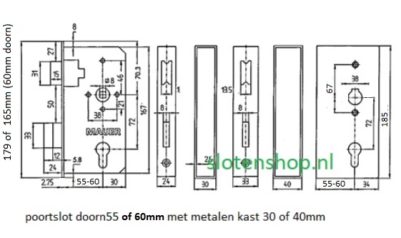 met 40mm kast 55 en 60mm doorn